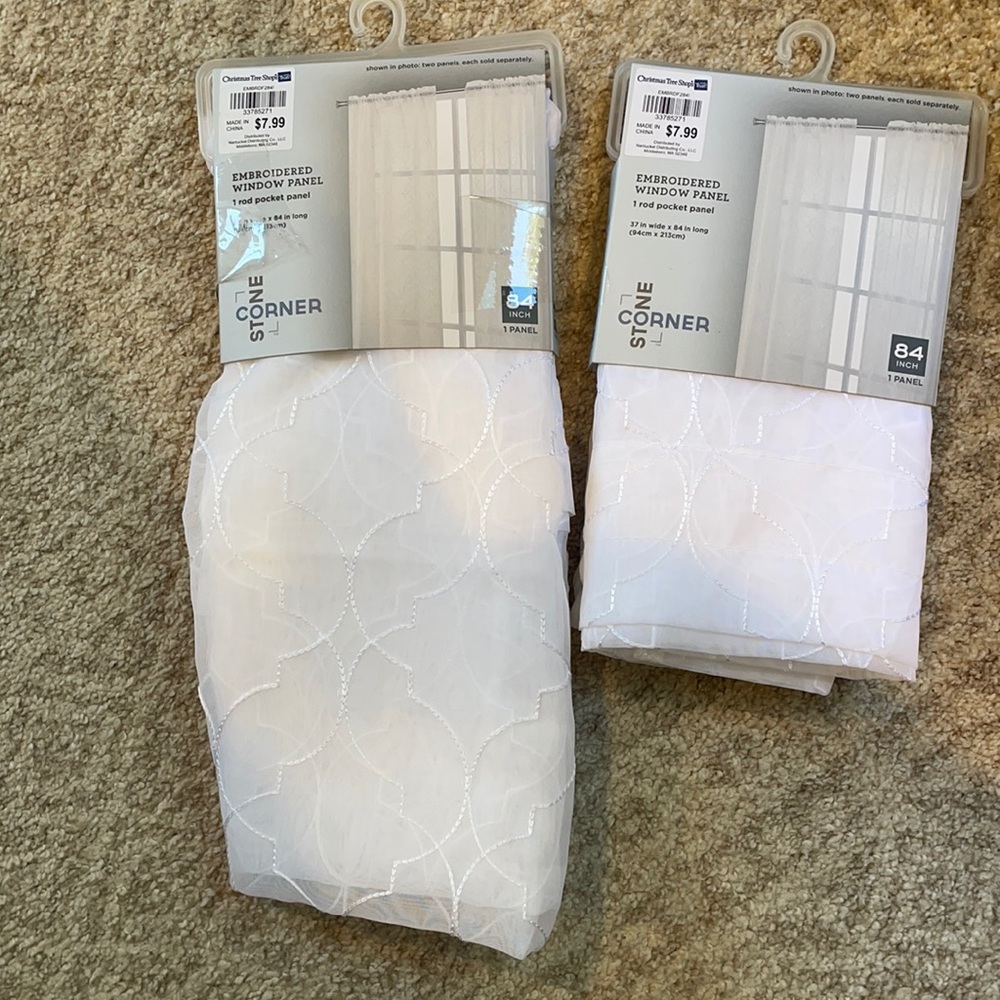 2 Sheer Embroidered Window Panels
